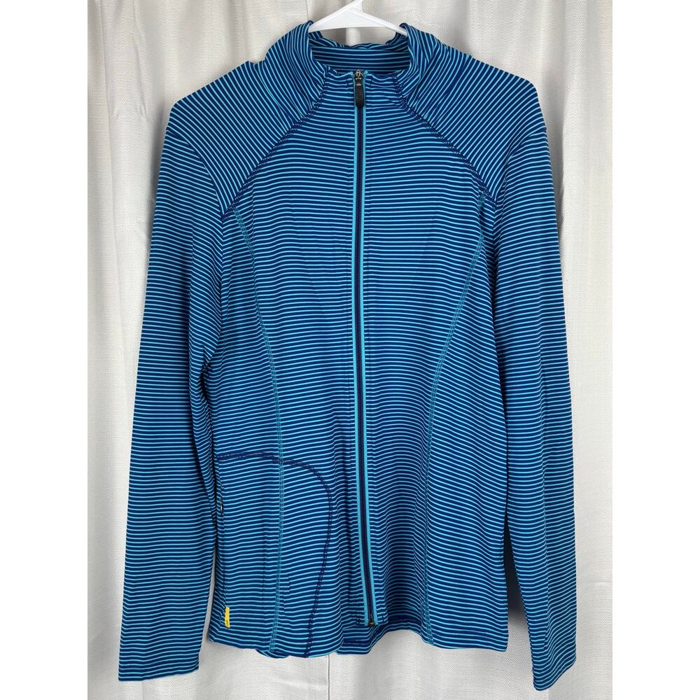 Lole Zip Up Jacket‎ XL Blue Striped Athleisure Yoga Running Activewear